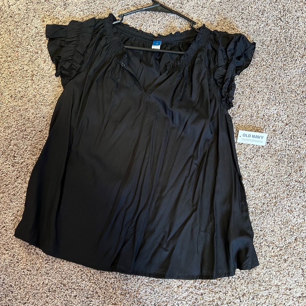Old Navy Women's Black Ruffle Top